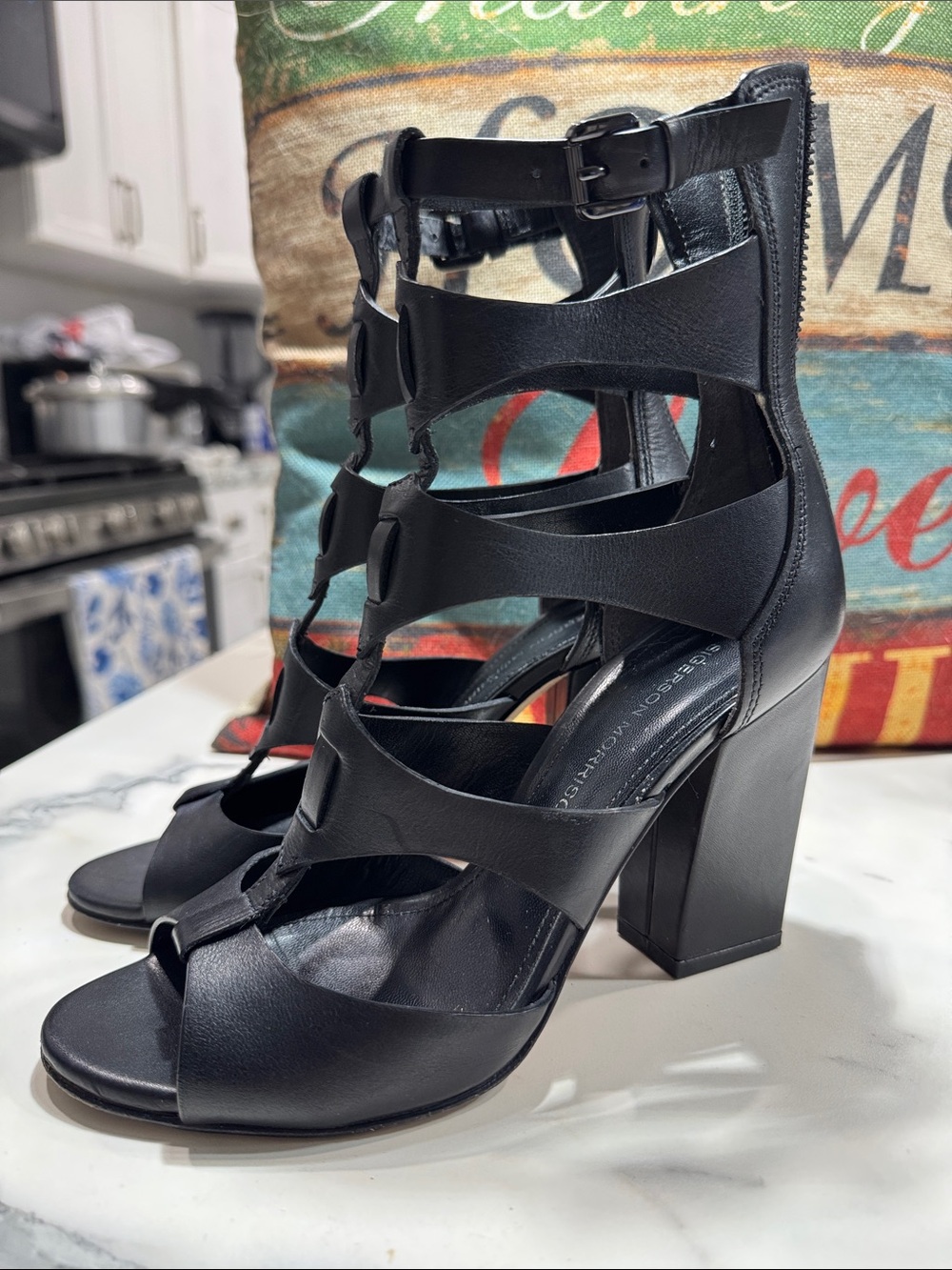 Sandals Sigerson Morrison Caged Gladiador Heel Sandals with Back Zip (Vero cuoi